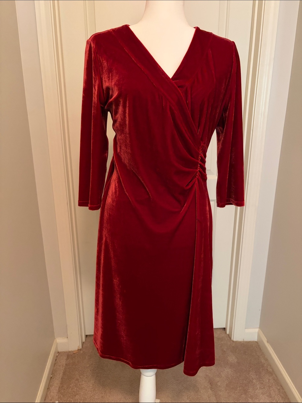 Soft surroundings Elegant Red Velvet Dress